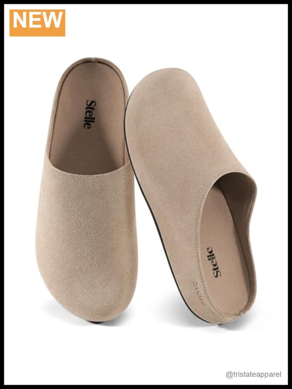 Suede Clogs Wide Toe Box Slip-On Mules Comfort